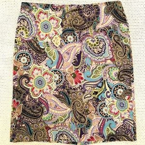 Talbots Multicolor Paisley Stretch Skirt Size 12